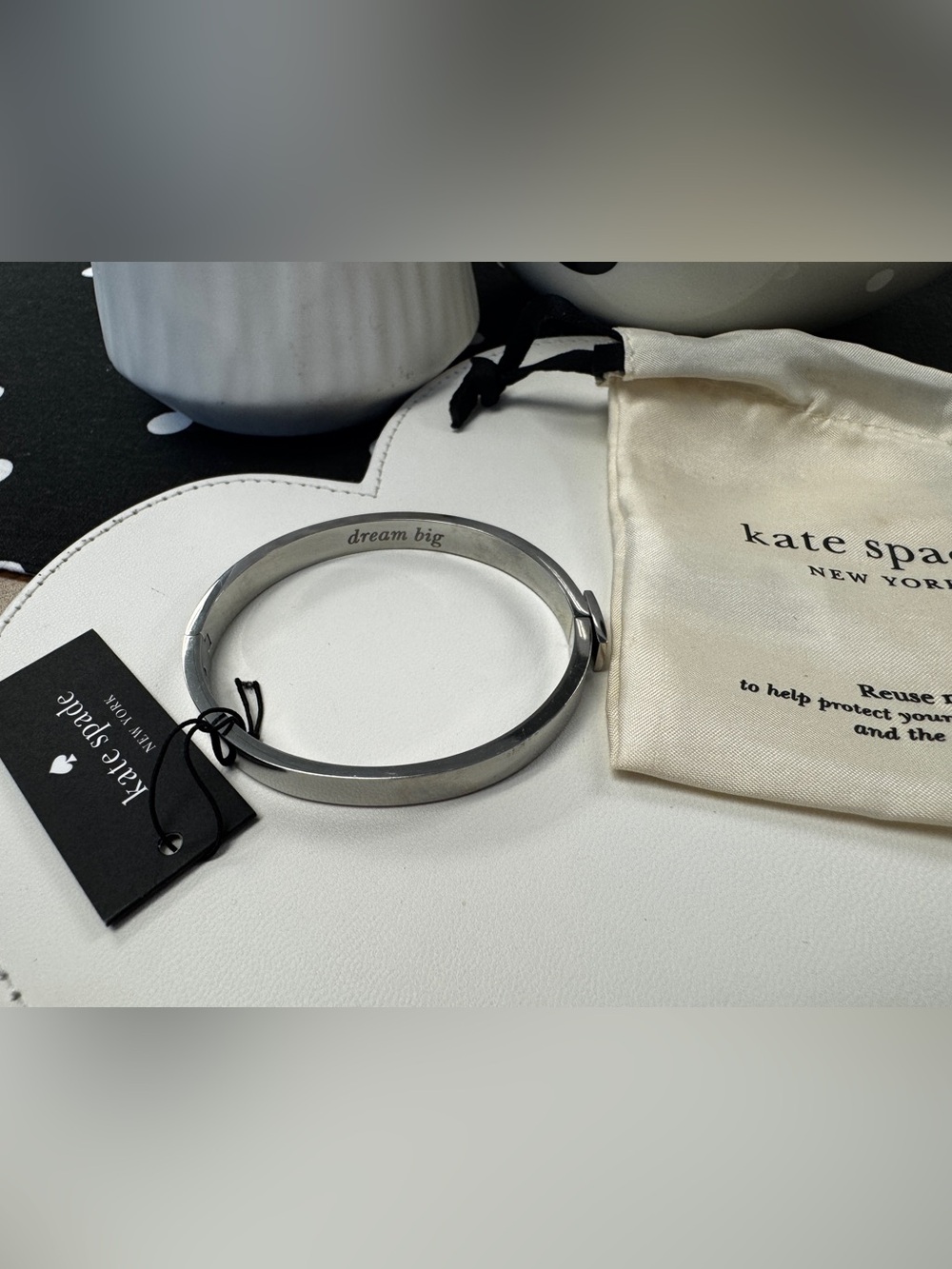 $25 STEALS Elegant Kate Spade silver "dream big" engraved bangle
